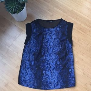 Walter Baker blue/black snake skin print top xs